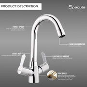 Chocolate Center Hole Wash Basin Mixer Tap with Swivel Spout -by Specule